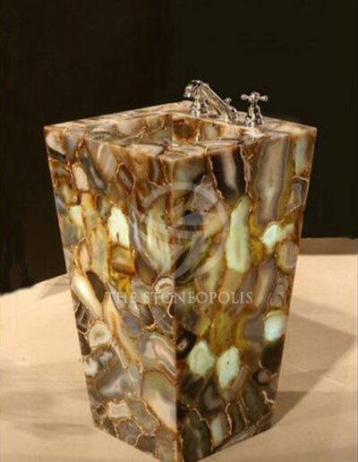 Golden Agate Stone Pedestral Wash Basin